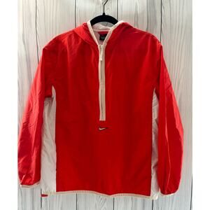 Vintage 1990s Nike Windbreaker Jacket Orange/Red Pullover Logo Size Med
